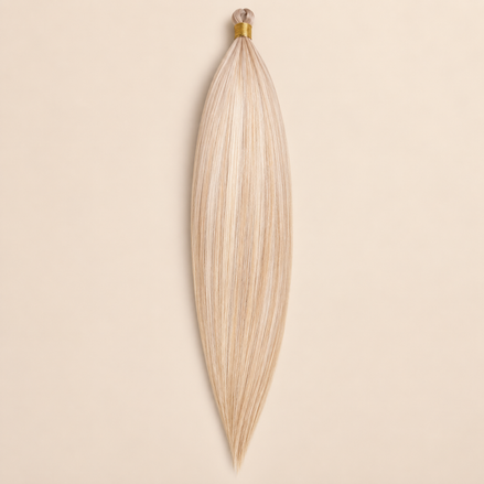 Steil Pony Kanekalon vlechthaar in kleur TT4/HPD152, 70 cm en 100 gram, op beige achtergrond