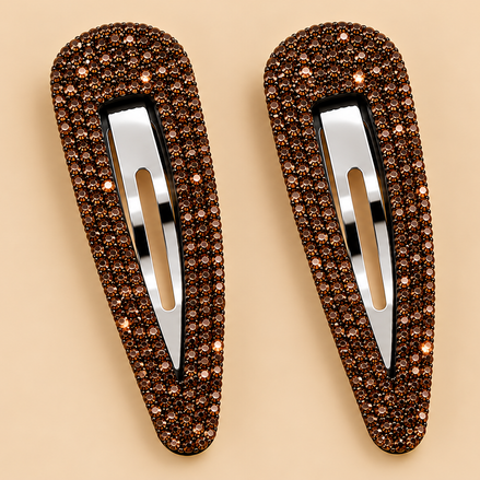 Strass Haarspeldjes Bruin – Set van 2 – De HaarBoetiek