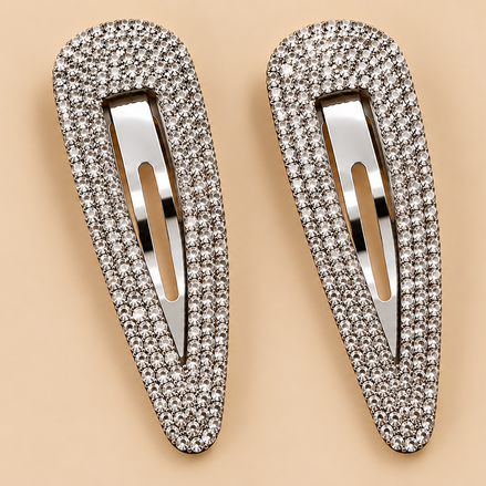 Strass Haarspeldjes Zilver – Set van 2 – De HaarBoetiek