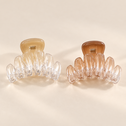 Transparante Mini Haarklem Duo Zigzag – Champagne & Koffiebruin – 2 stuks – De HaarBoetiek