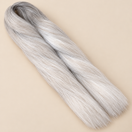 Ultra Braid kanekalon White wit 110 cm, 155 gram op beige achtergrond