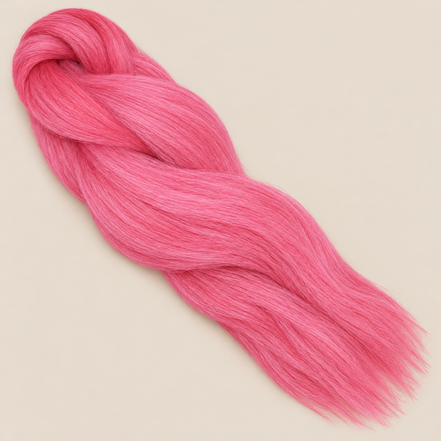 Ultra Braid kanekalon Hot Pink felroze 100 cm, 165 gram op beige achtergrond