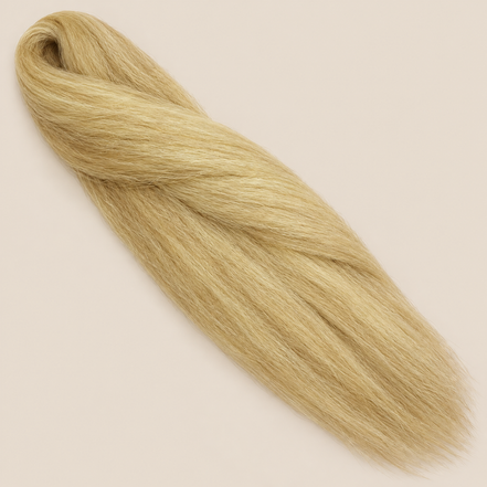 Ultra Braid kanekalon 613 lichtblond 110 cm, 155 gram op beige achtergrond