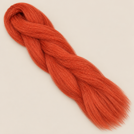 Ultra Braid kanekalon Copper koper 100 cm, 165 gram op beige achtergrond