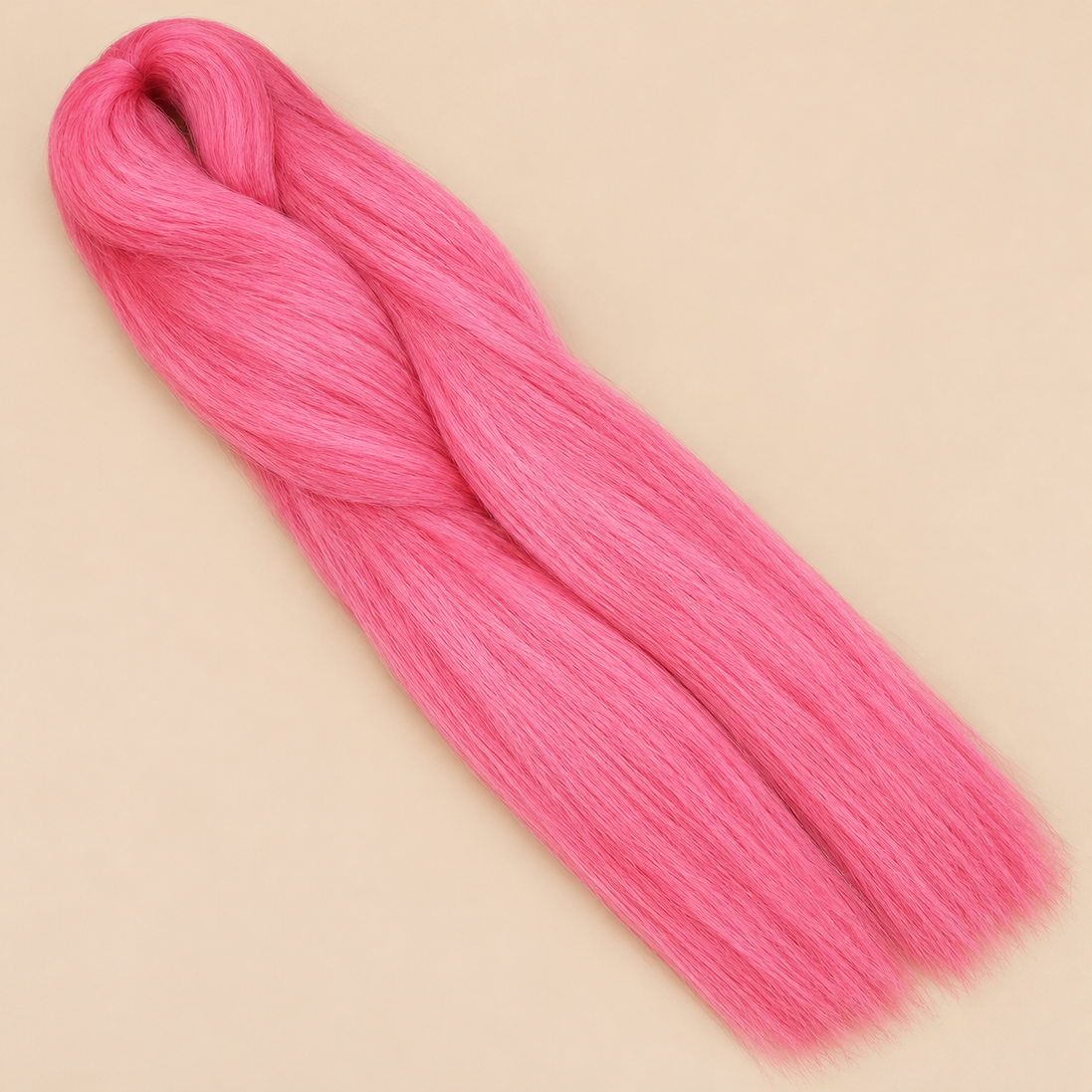 Ultra Braid kanekalon Pink roze 100 cm, 165 gram op beige achtergrond