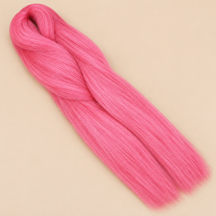 Ultra Braid kanekalon Pink roze 100 cm, 165 gram op beige achtergrond