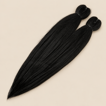 Ultra Braid 2-in-1 Pre-stretched kleurcode 1B, kleur 1B, 60 cm, op een beige achtergrond