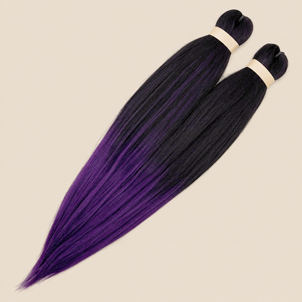 Ultra Braid pre-stretched T1B/Violet zwart violet ombre 60 cm, 160 gram op beige achtergrond