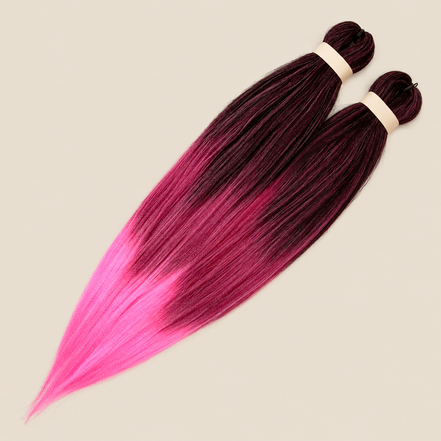 Ultra Braid pre-stretched T3/OM/Cherry Blosson bordeaux felroze ombre 60 cm, 160 gram op beige achtergrond