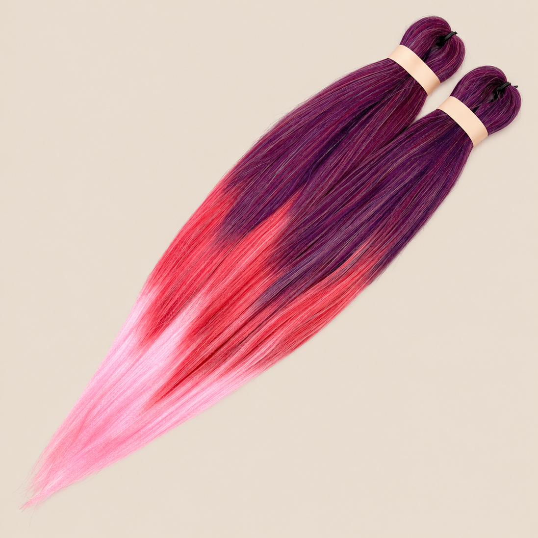 Ultra Braid pre-stretched T3/OM/Candy Ice Pink paars roze pastelroze ombre 60 cm, 160 gram op beige achtergrond