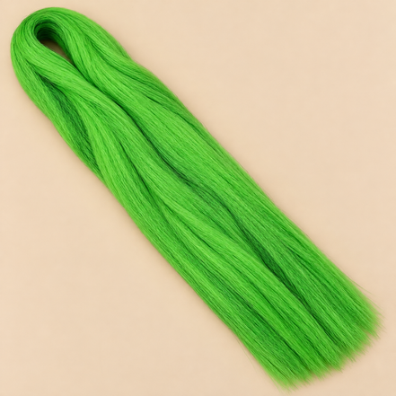 Ultra Braid kanekalon Green limoengroen 100 cm, 165 gram op beige achtergrond