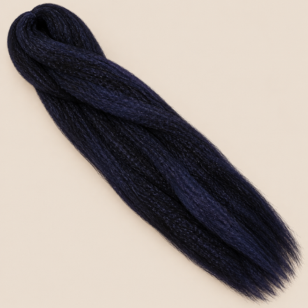 Ultra Braid kanekalon DeepBlue diepblauw 100 cm, 165 gram op beige achtergrond