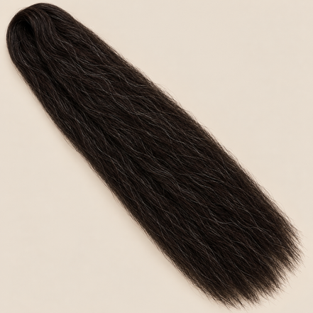 Ultra Braid kanekalon 2 zeer donkerbruin 100 cm, 165 gram op beige achtergrond