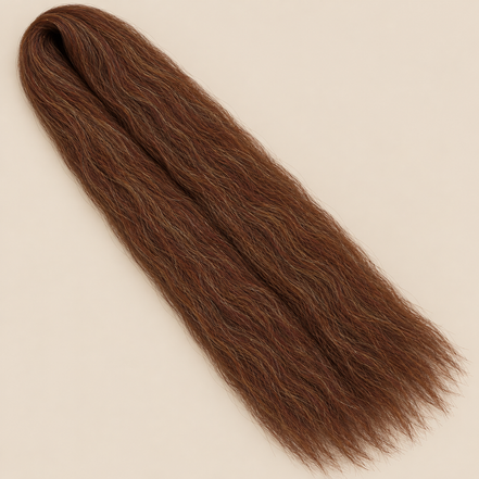 Ultra Braid kanekalon 33 kastanjebruin 100 cm, 165 gram op beige achtergrond