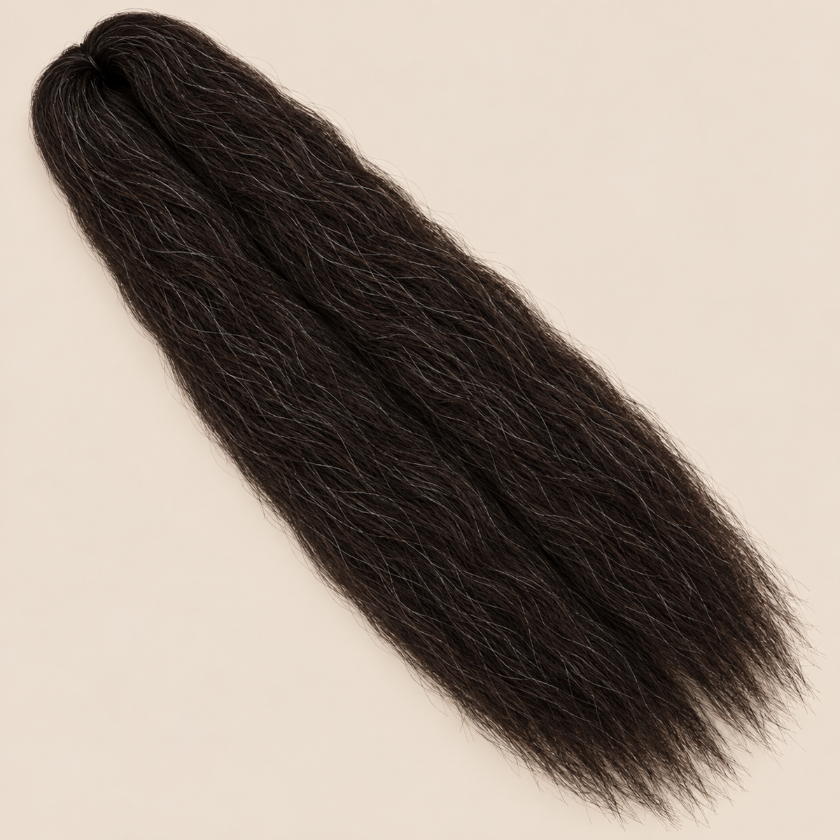 Ultra Braid kanekalon 4 donkerbruin 100 cm, 165 gram op beige achtergrond