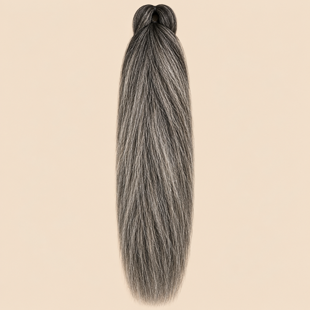 Ultra Braid kanekalon T1B/60 zwart grijs ombre 110 cm 155 gram op beige achtergrond