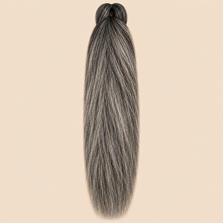 Ultra Braid kanekalon T1B/60 zwart grijs ombre 110 cm 155 gram op beige achtergrond