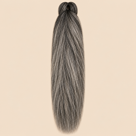 Ultra Braid kanekalon T1B/60 zwart grijs ombre 110 cm 155 gram op beige achtergrond