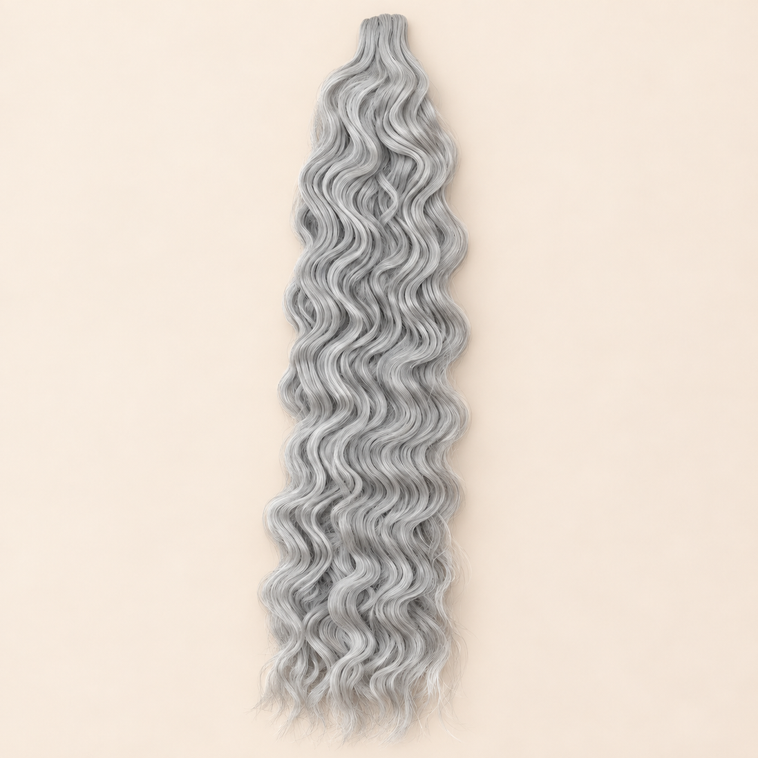 Zilvergrijs Urban Crimp Silver kanekalon vlechthaar, golvend, circa 55 cm