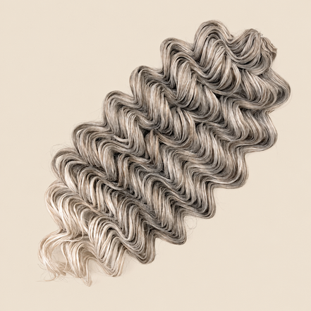 Vanessa golvend invlechthaar 60 cm in donker asblond ombre (T18/56C) op beige achtergrond