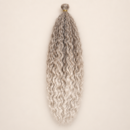 Wavy Kanekalon Ursula 18/60 Asgrijs naar platinablond krullend invlechthaar 55 cm