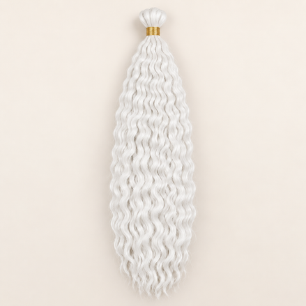 Wavy Kanekalon Ursula 60 Platinablond wit krullend invlechthaar 55 cm
