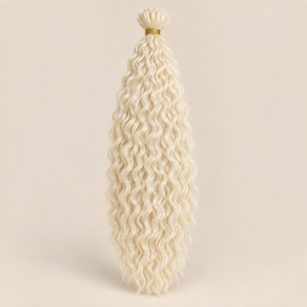 Wavy Kanekalon Ursula A1 Zacht lichtblond krullend invlechthaar 55 cm