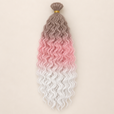 Wavy Kanekalon Ursula A12 Taupe roze wit krullend invlechthaar 55 cm