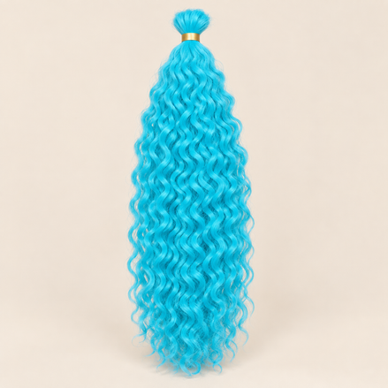 Wavy Kanekalon Ursula Blue Helder turquoise blauw krullend invlechthaar 55 cm