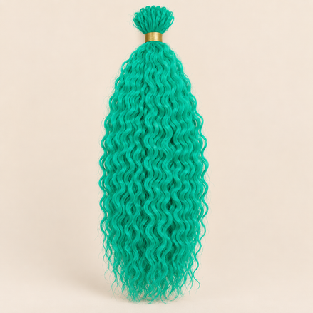 Wavy Kanekalon Ursula Green Turquoisegroen krullend invlechthaar 55 cm