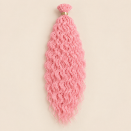 Wavy Kanekalon Ursula Pink Pastelroze krullend invlechthaar 55 cm
