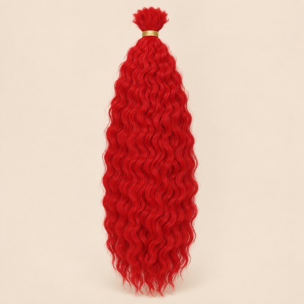 Wavy Kanekalon Ursula Red Helder rood krullend invlechthaar 55 cm