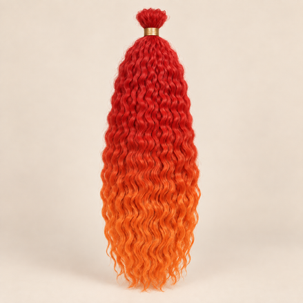 Wavy Kanekalon Ursula Red/Orange Rood naar oranje krullend invlechthaar 55 cm