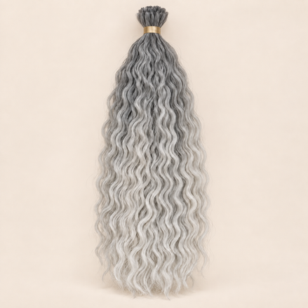 Wavy Kanekalon Ursula Silver/Grey Zilvergrijs verloop krullend invlechthaar 55 cm