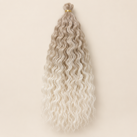 Wavy Kanekalon Ursula T16/56C Beige asblond naar parelblond krullend invlechthaar 55 cm