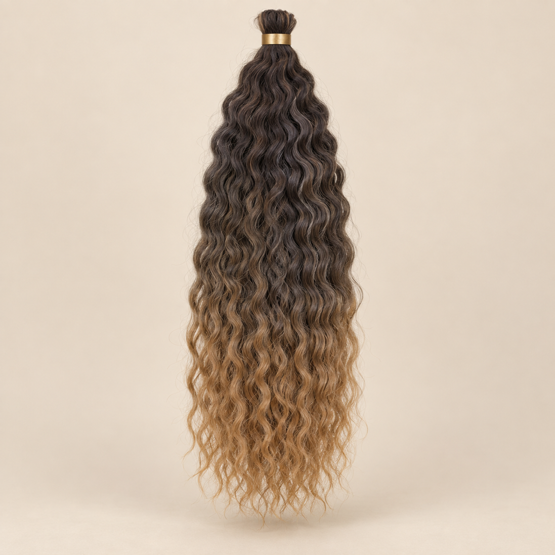 Wavy Kanekalon Ursula T1B/27 donkerbruin honingblond ombre krullend invlechthaar 55 cm