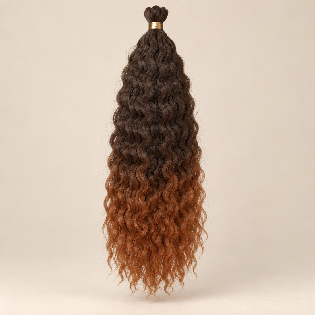 Wavy Kanekalon Ursula T1B/30 donkerbruin koperbruin ombre krullend invlechthaar 55 cm