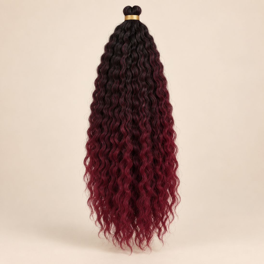 Wavy Kanekalon Ursula T1B/Bug burgundy bordeaux ombre krullend invlechthaar 55 cm