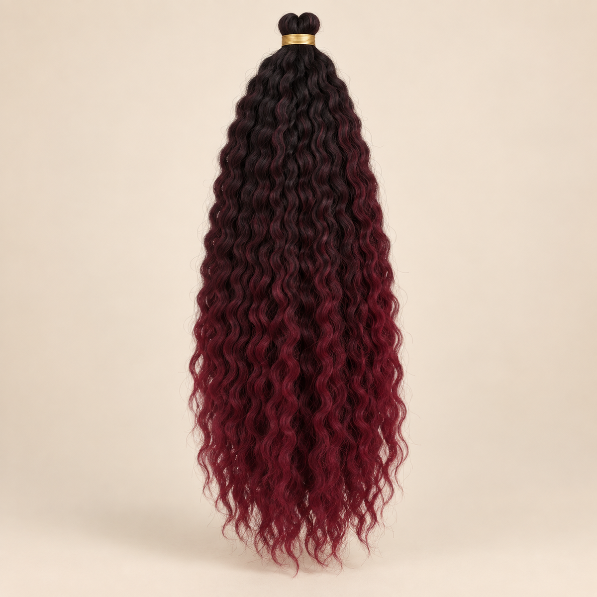 Wavy Kanekalon Ursula T1B/Bug burgundy bordeaux ombre krullend invlechthaar 55 cm