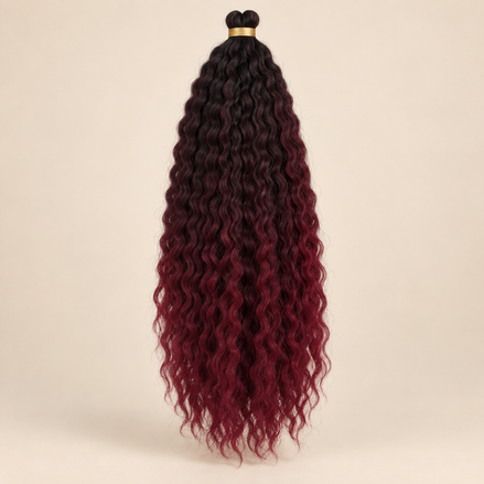 Wavy Kanekalon Ursula T1B/Bug burgundy bordeaux ombre krullend invlechthaar 55 cm