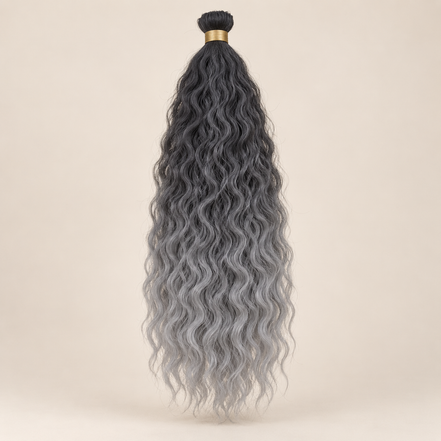 Wavy Kanekalon Ursula T1B/Grey antraciet zilvergrijs ombre krullend invlechthaar 55 cm
