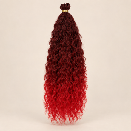 Wavy Kanekalon Ursula T1B/Red bordeaux rood ombre krullend invlechthaar 55 cm