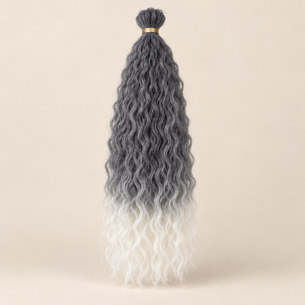 Wavy Kanekalon Ursula T1B/White antracietgrijs wit ombre krullend invlechthaar 55 cm