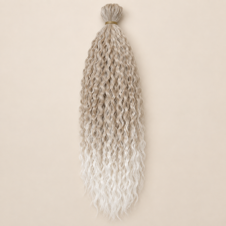 Wavy Kanekalon Ursula T24/60 asbeige blond wit platinablond ombre krullend invlechthaar 55 cm