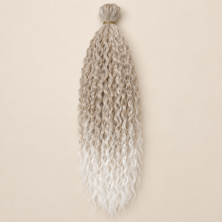 Wavy Kanekalon Ursula T24/60 asbeige blond wit platinablond ombre krullend invlechthaar 55 cm