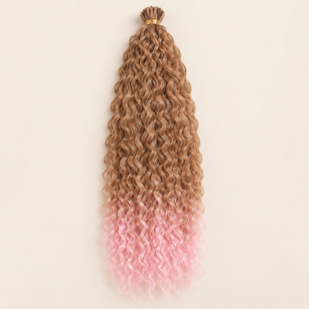 Wavy Kanekalon Ursula T30/Pink bruin pastelroze ombre krullend invlechthaar 55 cm