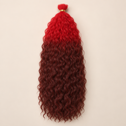 Wavy Kanekalon Ursula T8/Red rood mahonie ombre vlechthaar 55 cm 100 gram