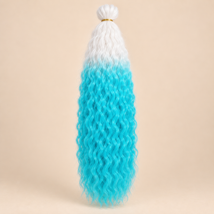 Wavy Kanekalon Ursula TBlue/60 wit turquoise ombre vlechthaar 55 cm 100 gram