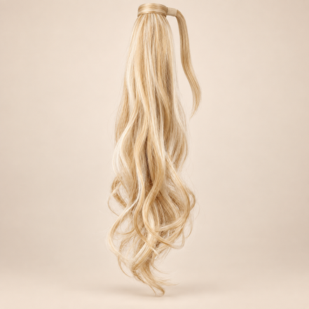 Wrap Around Ponytail 80 cm – Honing Platinablond Highlights P27/613 | De HaarBoetiek