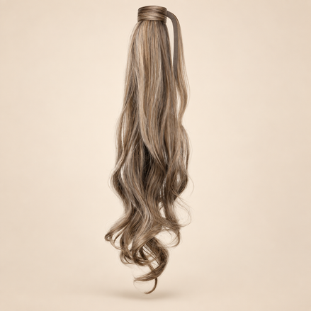 Wrap Around Ponytail 80 cm – Koelbruin Asblond P8/25 | De HaarBoetiek